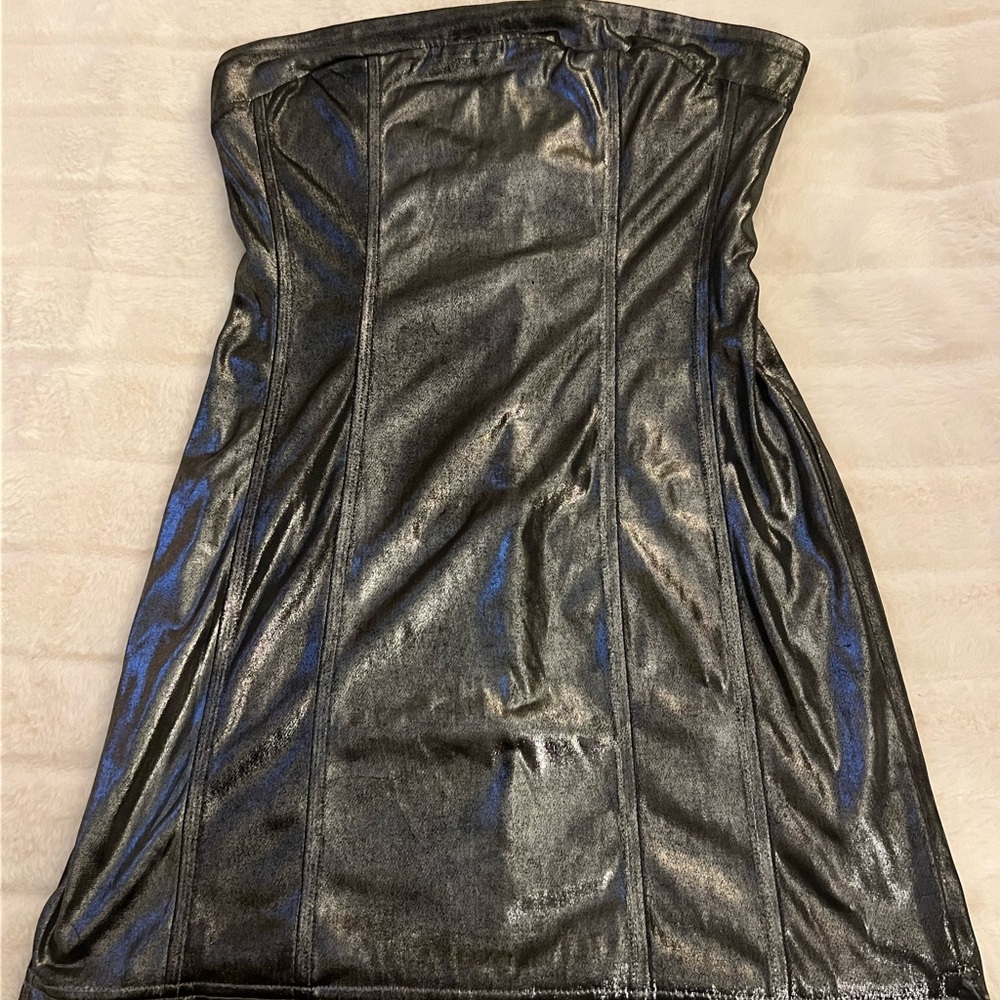 Urban Outfitters Kristy Disco Metallic Strapless Mini Dress